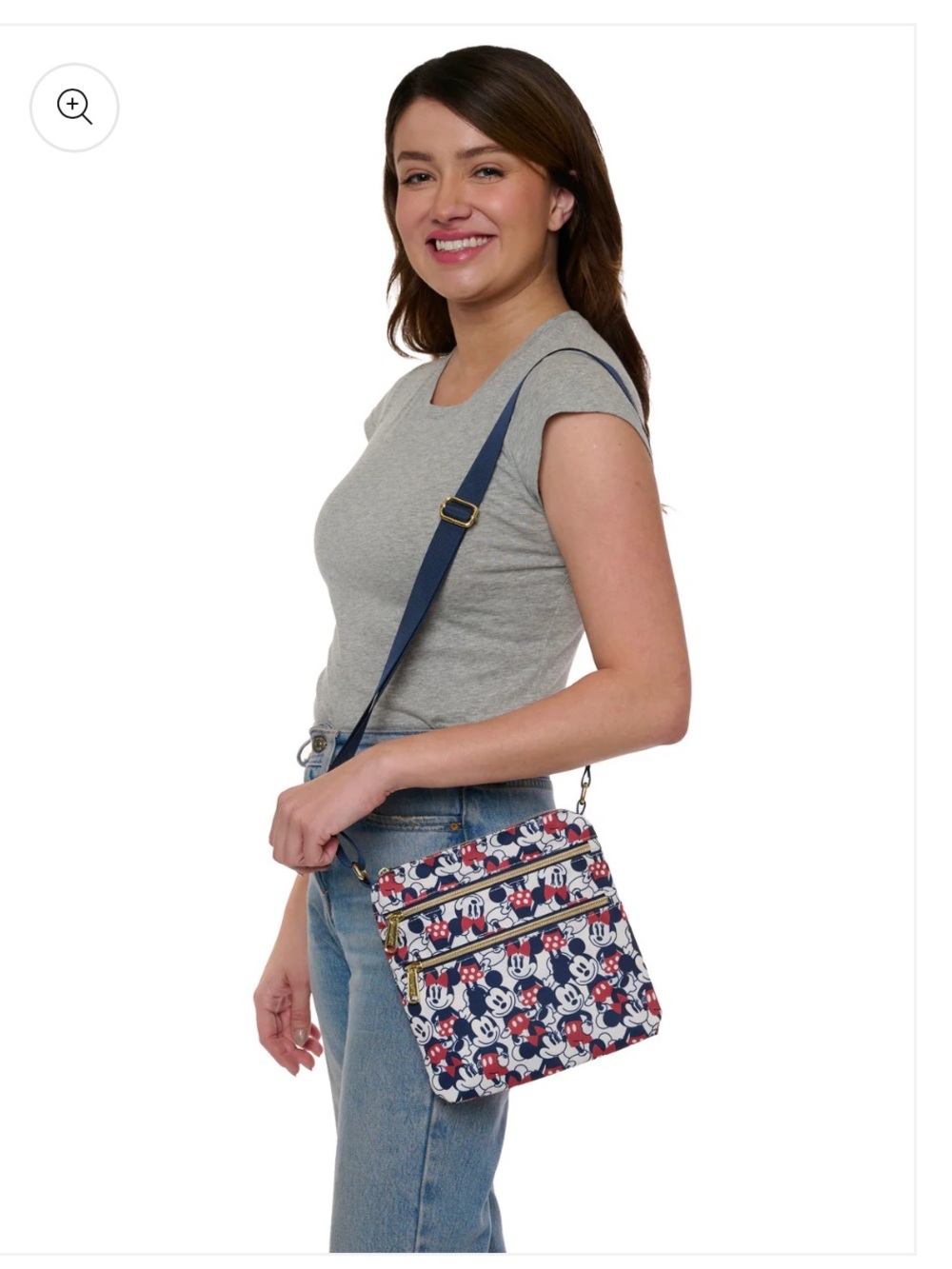 LOUNGEFLY DISNEY Passport Mickey & Minnie Mouse Crossbody Bag Blue Red Classic - Picture 2 of 9